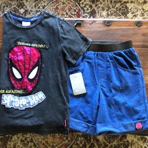 Disney marvel Spiderman boys short set size 7/8NWT